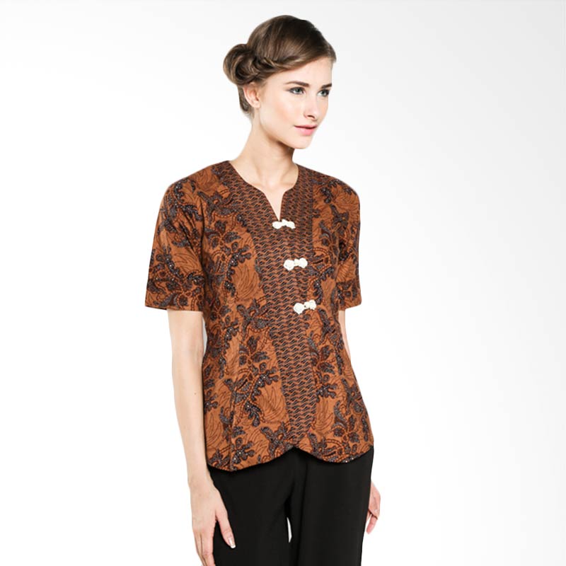 Batik Amanda jual rianty batik amanda 001304004 brown atasan batik Batik Amanda jual rianty batik amanda 001304004 brown atasan batik