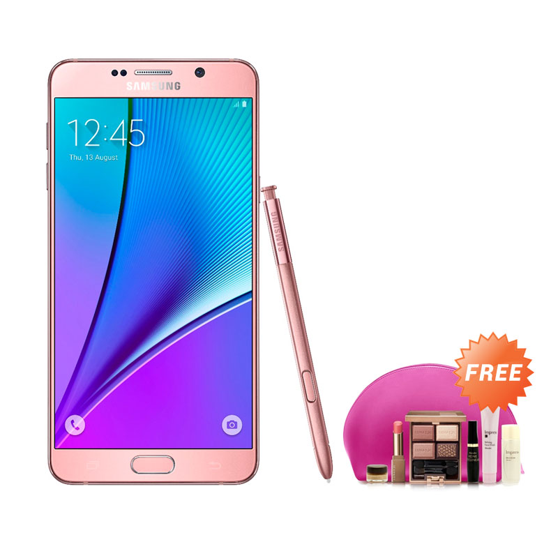 Samsung Galaxy Note 5 Smartphone - Pink Gold + Free Kanebo Cosmetic Package