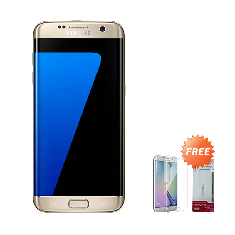 Samsung Galaxy S7 Edge Smartphone - Gold + Free Anti Gores + Fonel Power Bank 10.000 mAh