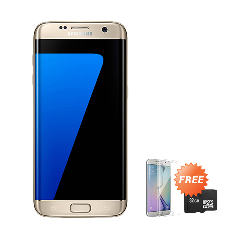 Samsung Galaxy S7 Edge Smartphone - Gold + Free Anti Gores + MicroSD 32GB