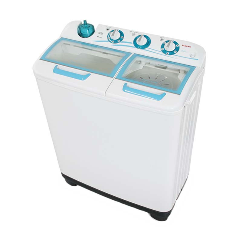 Jual Sanken TW1122GX Twin Tub Washing Machine White Blue Tosca [9 kg