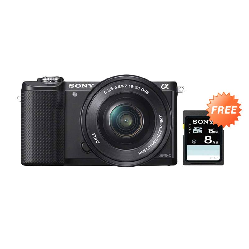 Sony Alpha A5000 KIT 16-50mm f/3.5-5.6 OSS Hitam Kamera Mirrorless + SDHC 8GB