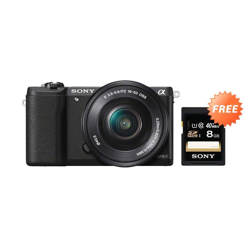 Sony alpha A5100 L KIT 16-50mm f/3.5-5.6 OSS Hitam Kamera Mirrorless + SDHC 8GB