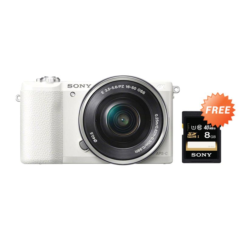 Sony alpha A5100 L KIT 16-50mm f/3.5-5.6 OSS Putih Kamera Mirrorless + SDHC 8GB