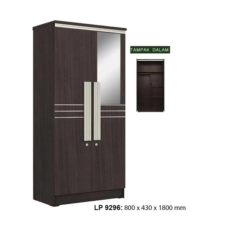 Jual Popular 9296 Lemari  Pakaian 2 Pintu dengan Cermin 