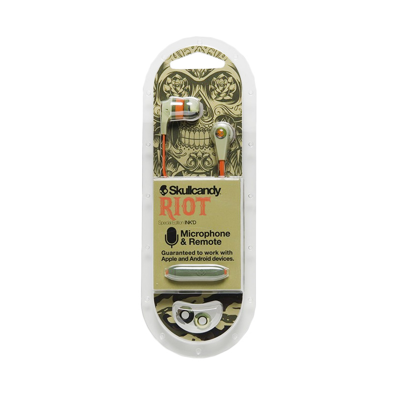 Jual Skullcandy RIOT INK'D S2IKGY-372 Headset - Hijau Orange [3.5 mm