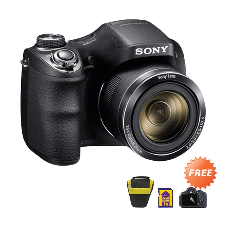 Sony Cyber-shot DSC-H300 Kamera Pocket - Black + Free Antigores + Case + Memory 8GB