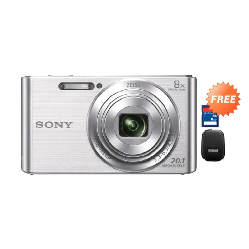 Sony DSC-W830 Kamera Pocket - Silver + Free Memory Card 8GB + Case