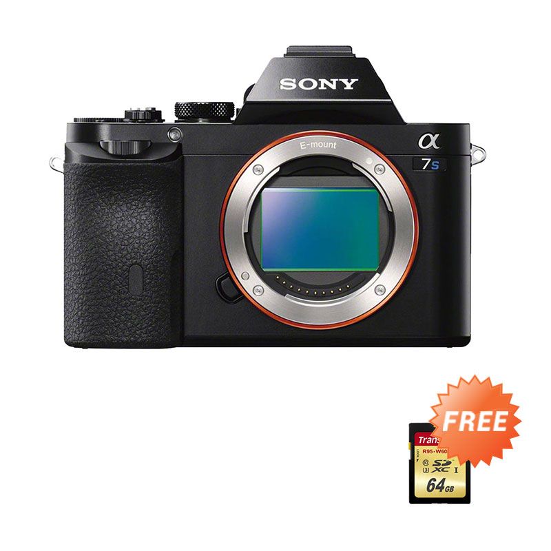 Sony Alpha 7S Hitam Kamera Mirrorless [Body Only] + SDXC 64GB High Speed