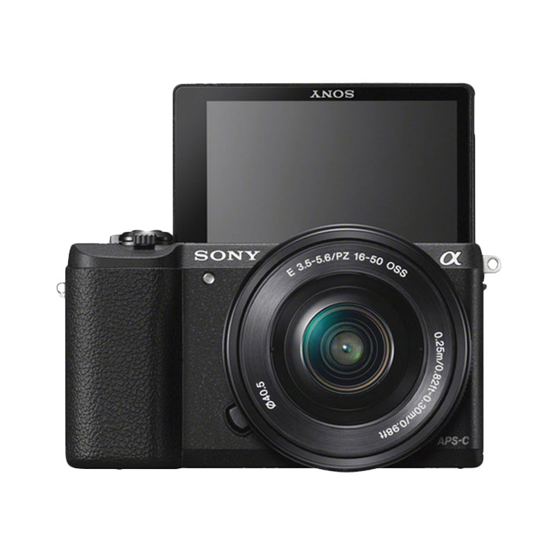 Sony Alpha A5100L Kit 16-50mm PZ OSS Kamera Mirrorless - Black + Free Memory 8GB