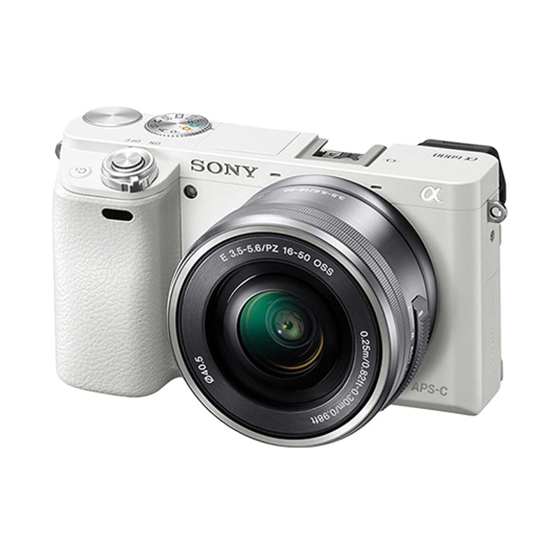 SONY ALPHA 6000 ILCE-6000L (WHITE) 24.3MP + E PZ 16-50mm F3.5-5.6 OSS Power Zoom Lens Kit + Screen Guard + SANDISK 16Gb Class4 + Filter 40.5mm + Camera Bag