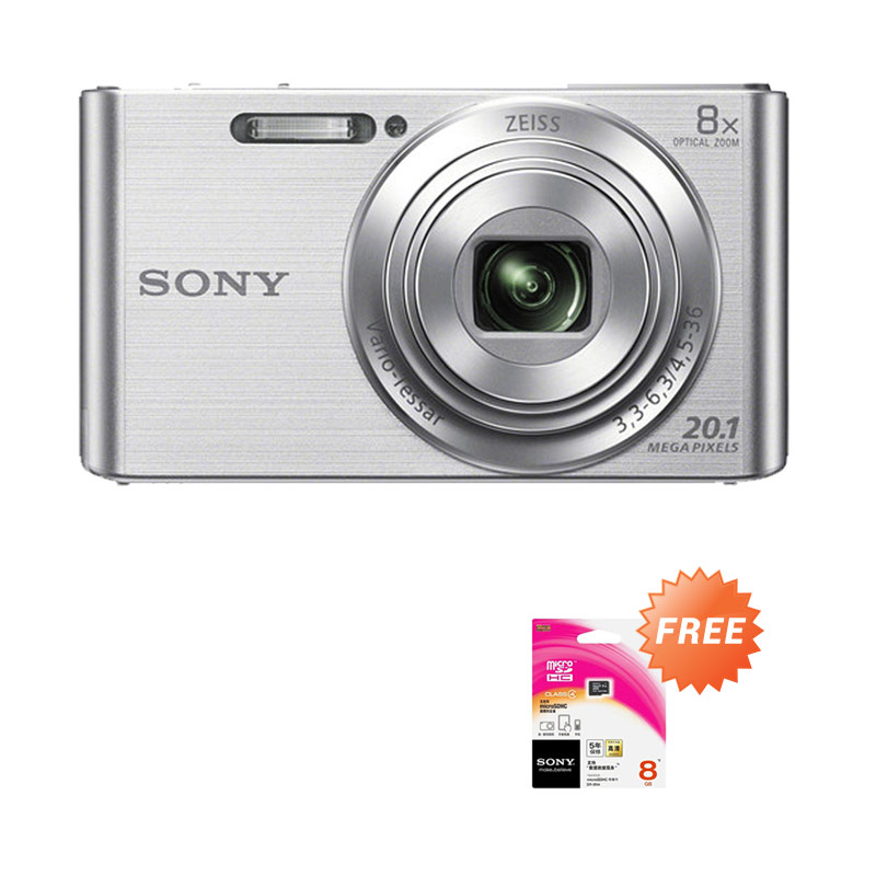 Sony Cyber Shot DSC W830 Kamera Pocket - Silver [20.5 MP] + Memory Sony 8 GB
