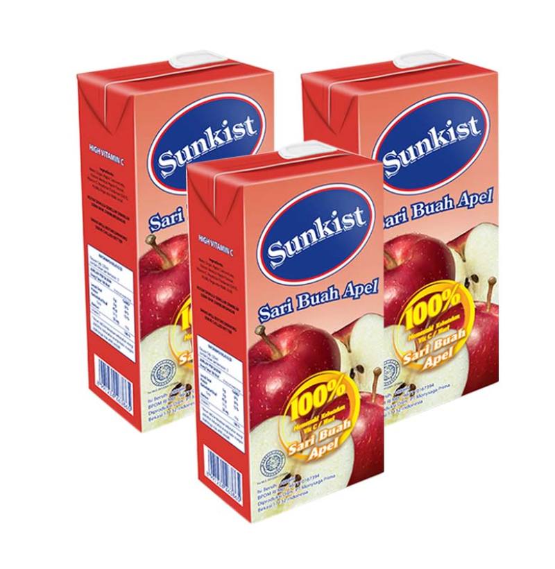 Jual Sunkist Apple Jus 1 Liter Pack of    3 Online - Harga & Kualitas