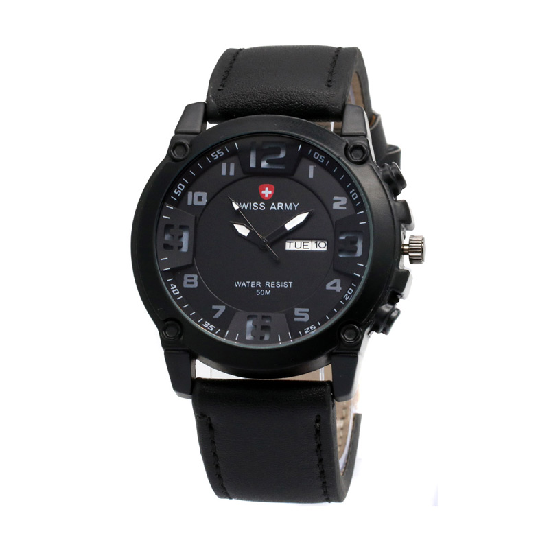 Swiss Army Jam Tangan Pria Casual - Hitam-SA-9250-TFR-Bonus Baterai