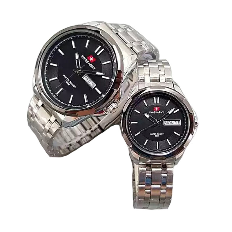 Swiss Army SA 1575 AD Stainless Steel Jam Tangan Couple - Silver