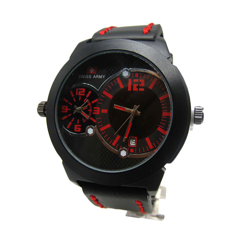 jual swiss army sa dual time jam tangan pria black jual swiss army sa dual time jam tangan pria black