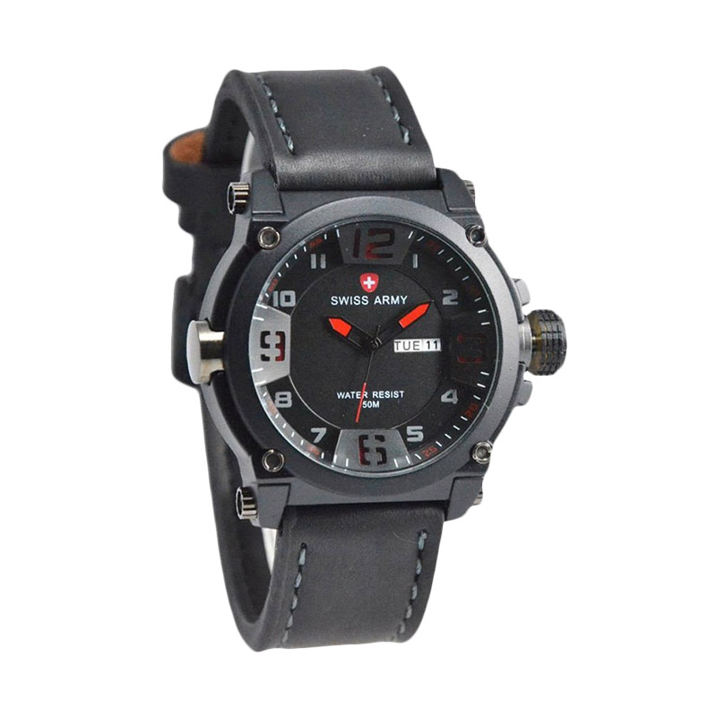 Jual Swiss Army SA005 Jam Tangan Pria - Hitam Merah Online 