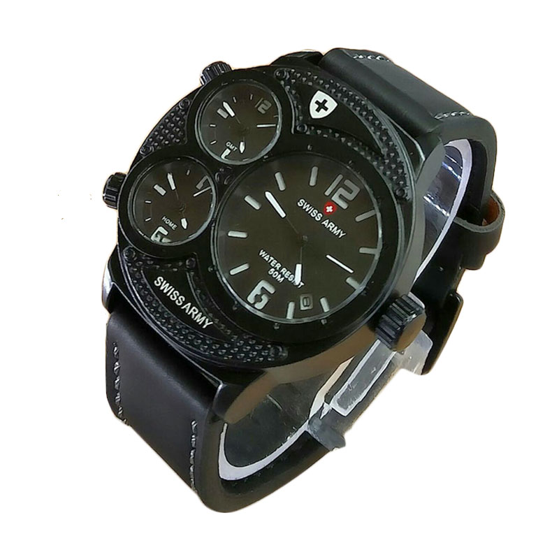 Swiss Army SAX00654-BW Strap Leather Jam Tangan Pria - Hitam Putih