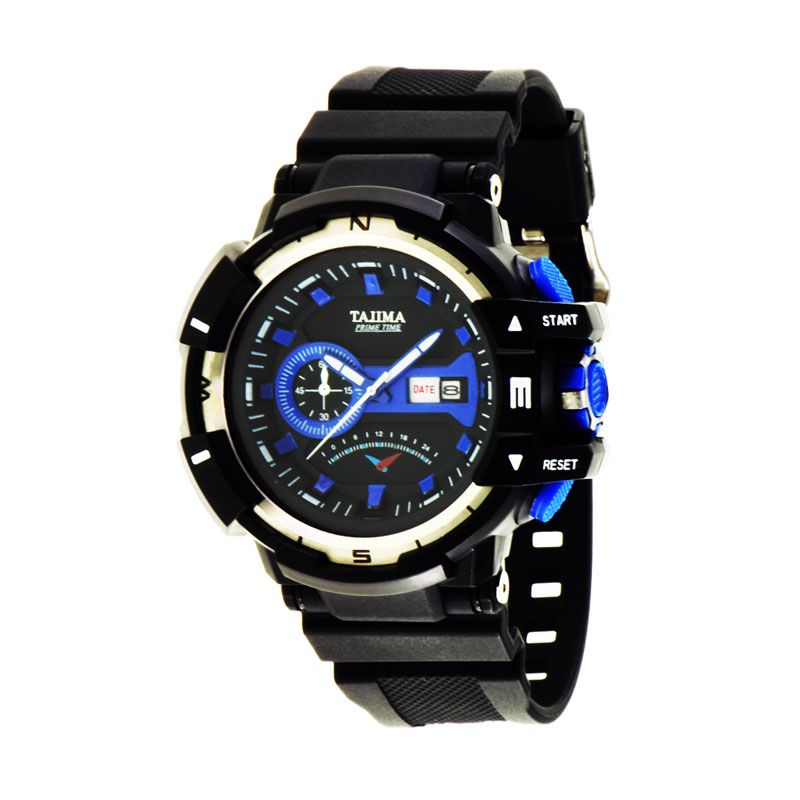 Tajima 3705 GD A02 Analog Watch Rubber Jam Tangan Pria - Blue