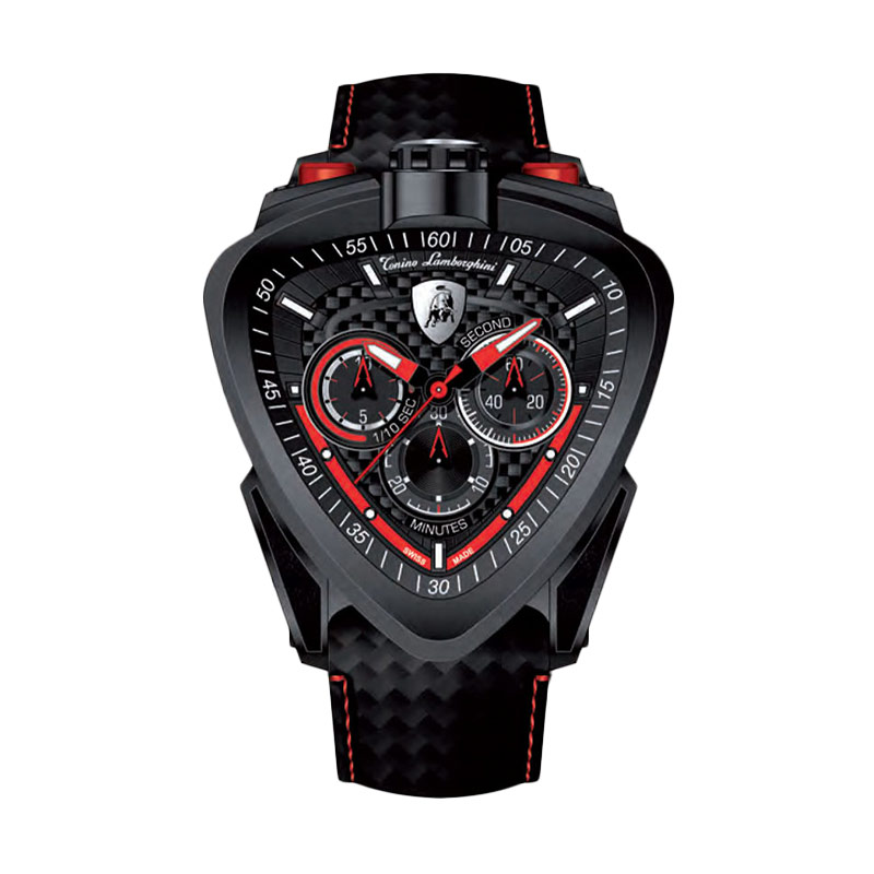 Tonino Lamborghini TL12H-06 Spider Leather Strap Jam Tangan Pria - Black