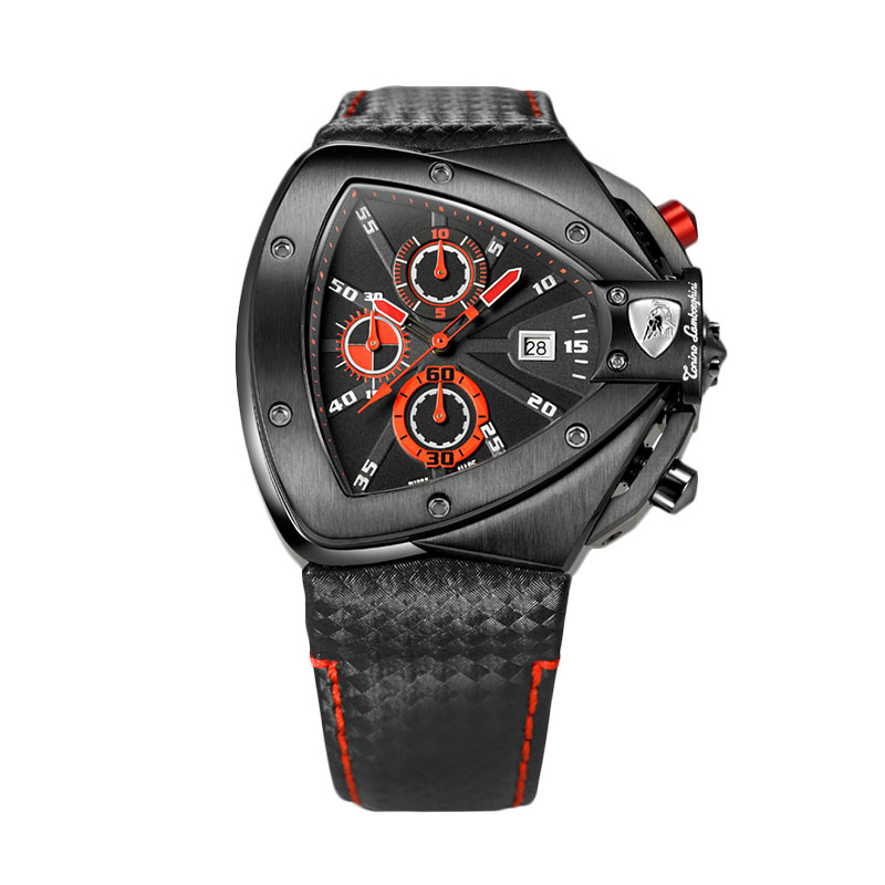 Tonino Lamborghini TL9811 Spyder Leather Strap Jam Tangan Pria - Black