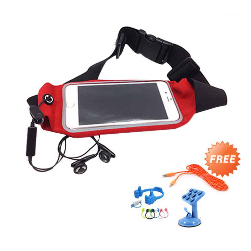 Jual Trend's Merah Running Gym Waist Belt Bag Case Cover XL Tas Sport