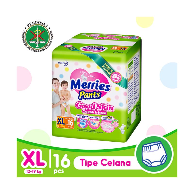 Jual    Merries Pants Good Skin Popok Bayi [Size XL/16pcs