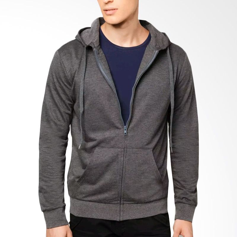 VM Hoodie Full Sleting Dark Grey Jaket Polos Pria