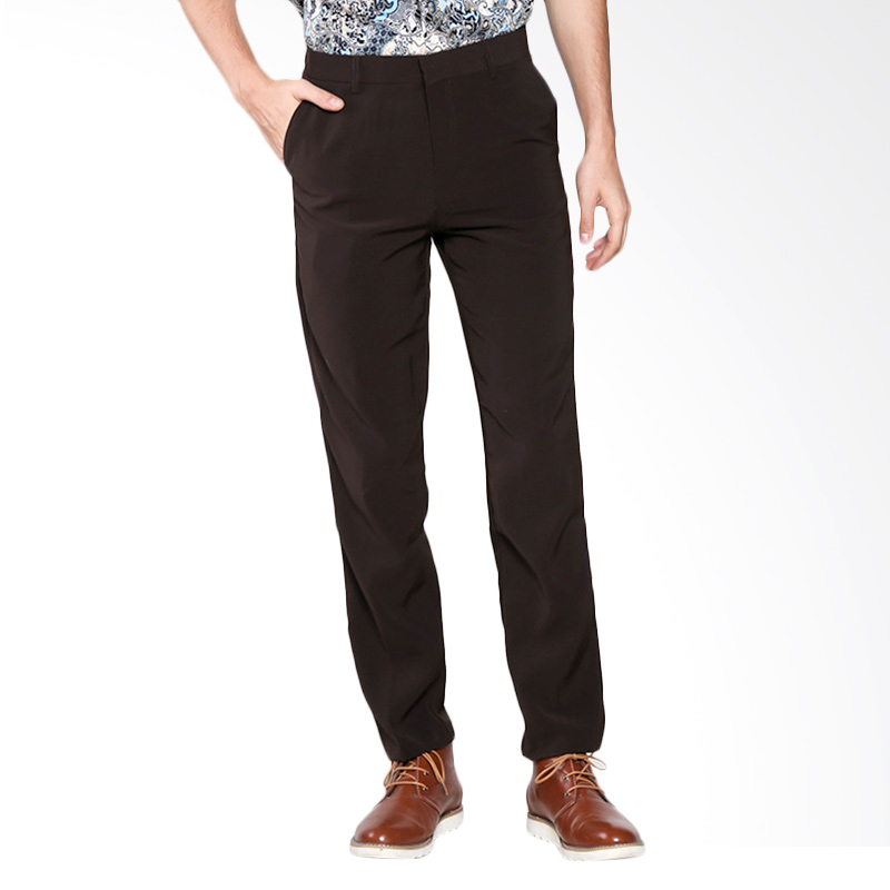 Promo VM Formal Polos Reguler Slim Celana Panjang - Coklat Tua di