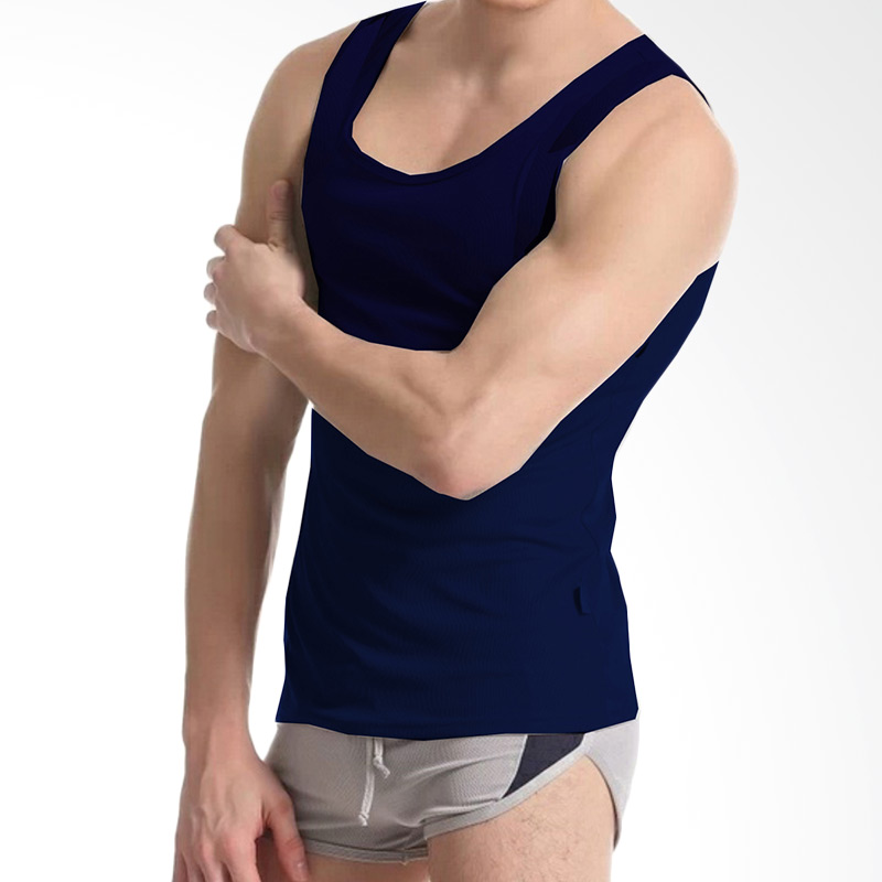 Jual VM Kaos Singlet Polos Katun - Simple Navy Blue