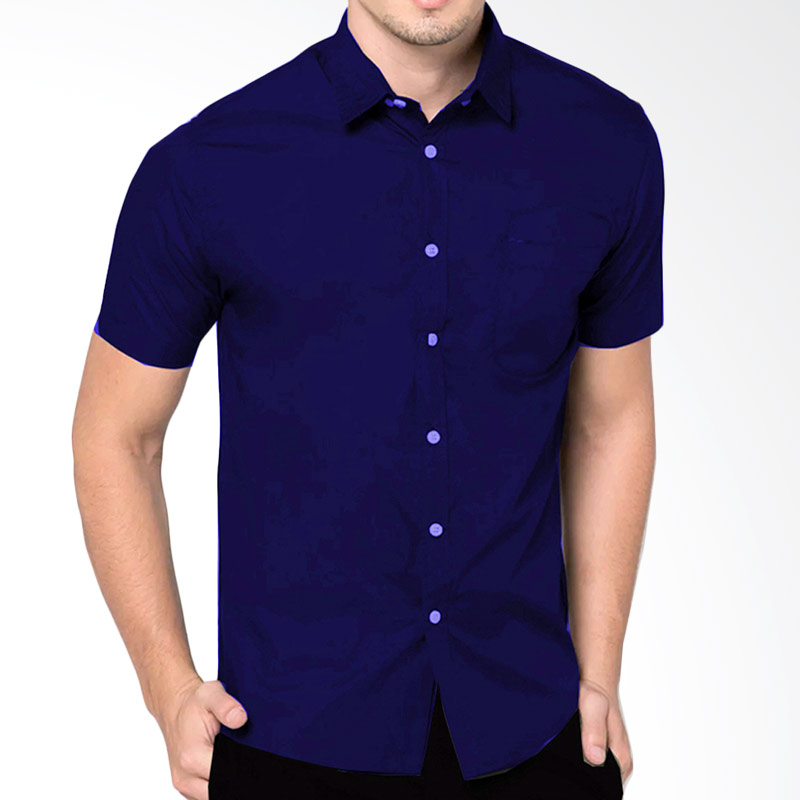 vm_vm kemeja pendek pria polos slim fit navy blue_full06