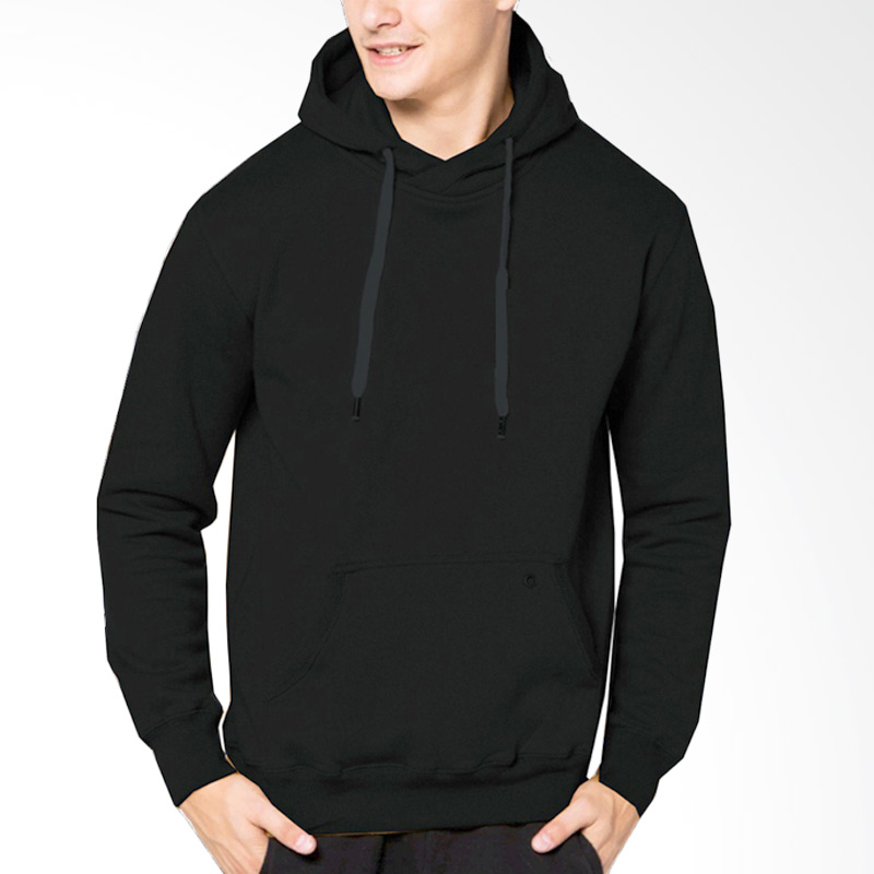 Jual VM Oblong Hoodie Polos  Basic Jaket  Pria  Hitam 