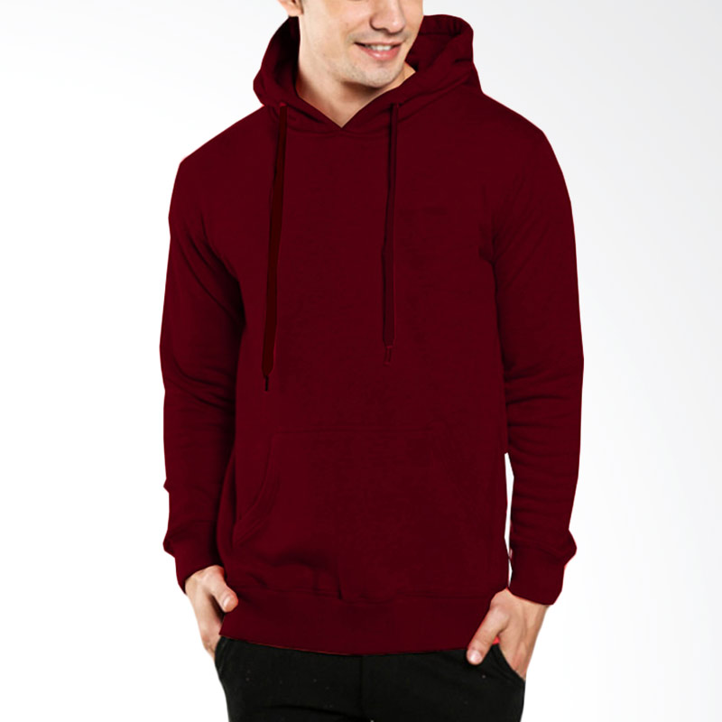 Jual VM Oblong Polos Basic Hoodie Jaket Pria Merah 