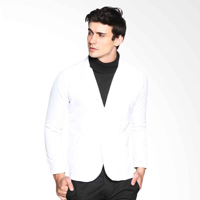 VM Polos Slim Casual Semijas Blazer Pria - Putih