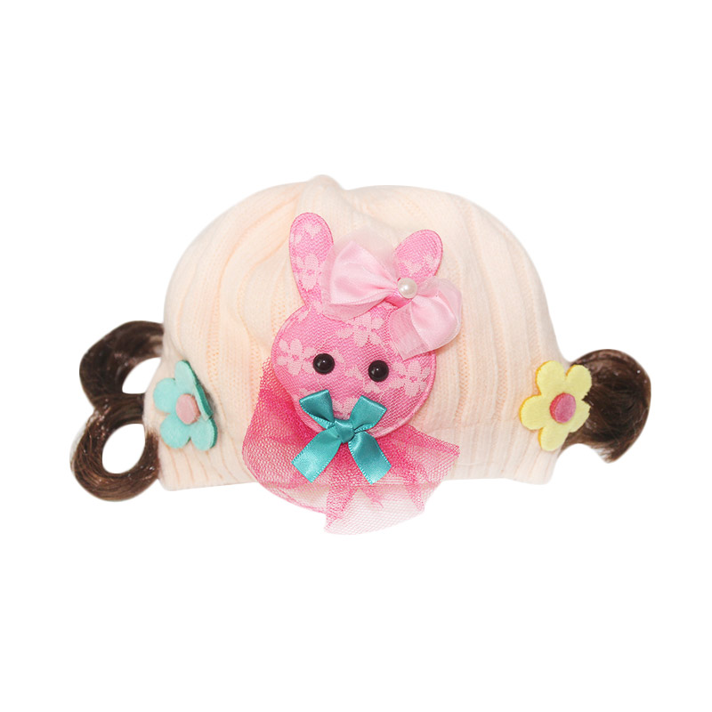 Win Win Crochet Girl Rabbit Topi Bayi - Light Orange