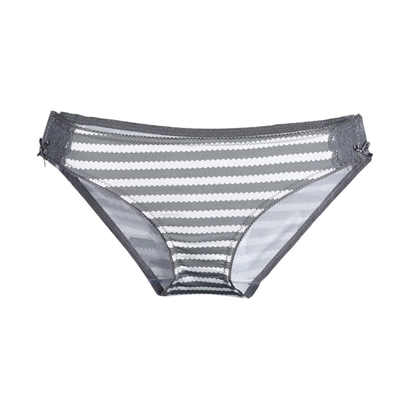 Young Hearts Y27-000075 Stripes Lace Panty - Grey