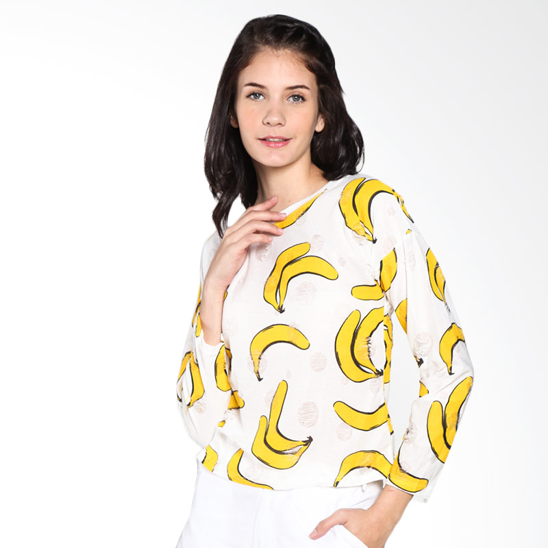 Yuka Fashion 2015272 Banana Yellow Atasan Wanita - Putih