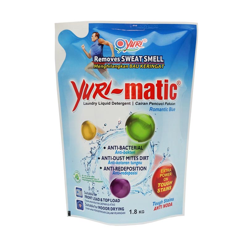 Jual Yuri Matic Laundry Liquid Detergent Anti Bacterial Pouch Blue