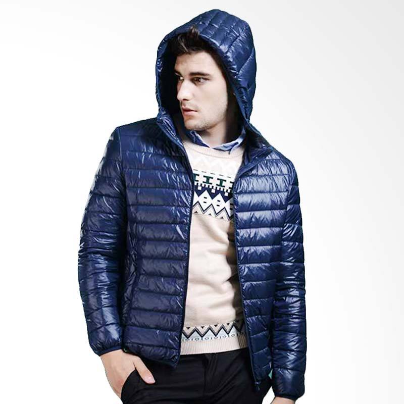 ZcoLand Winter Kapucong Lipat Jaket Pria - Biru Dongker