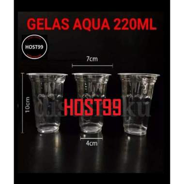 GELAS PLASTIK 220ML CUP MILI AQUA KOPI BENING 220 ML GIOK BENING