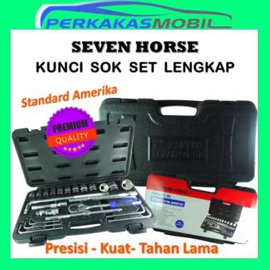 Seven Horse Kunci Shock Shok Sok Soket Socket Sock Wrench 1 Set 25Pcs Motor Mobil Segi 12 Silver