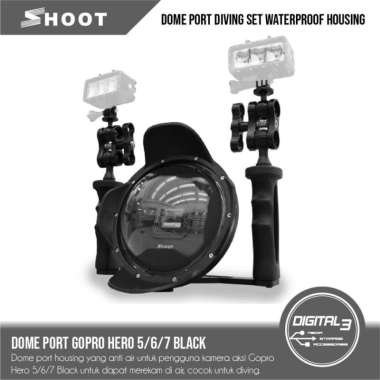 Dome 6 Inch Port Diving Set Plus Stabilizer Grip With LED Mount GoPro Hero 5 6 7 8 9 10 11 12 Black