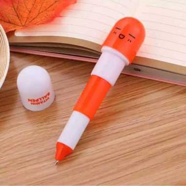 OEM SK-A4 Pulpen Emoticon Vitamin / Pen Unik / Pena Kapsul / Pulpen Stationary Souvenir Pernikahan O