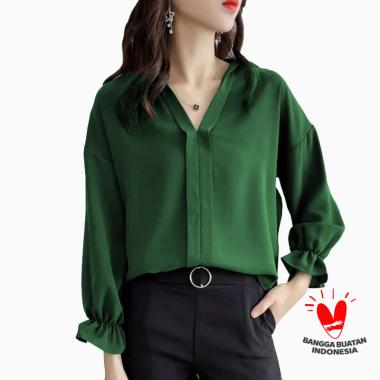 Okechuku NINGNING Blus Lengan Panjang Gaya Korea BIG SIZE Fit 3L Blouse Model Oversized Longgar M Hi