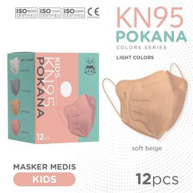 Pokana KN95 kids mask 6 ply / Masker Anak KN95 Pokana Soft Beige