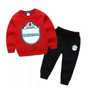 BAJU SETELAN SWEATER ANAK LAKI-LAKI PEREMPUAN 1-7TAHUN DORAEMON BAG / SETELAN JAKET BAJU OLAHRAGA AN