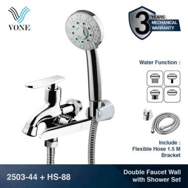VONE Kran Cabang Double Shower Hand Shower Paket Set 2503-44 + HS-88