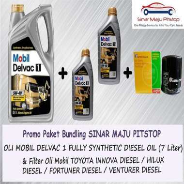 Paket Bundling Oli MOBIL DELVAC 1 DIESEL 5W-40 FULLY SYNTHETIC OIL 7 LITER & FILTER OLI MOBIL TOYOTA
