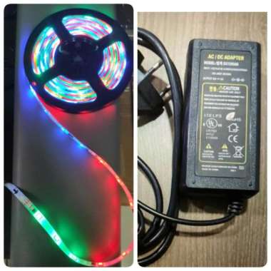 LAMPU LED STRIP 5050 RGB IC 2811 IP44 GERAK RUN KOMPLIT SET ADAPTOR 5A