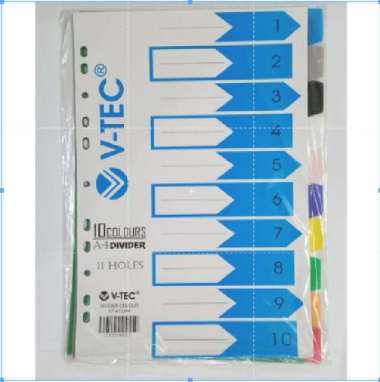 Divider A4 V-tec 11 Holes 10 Warna / Pembatas A4 11 Bolong / Divider Color VT-A10 / Pemisah Binder
